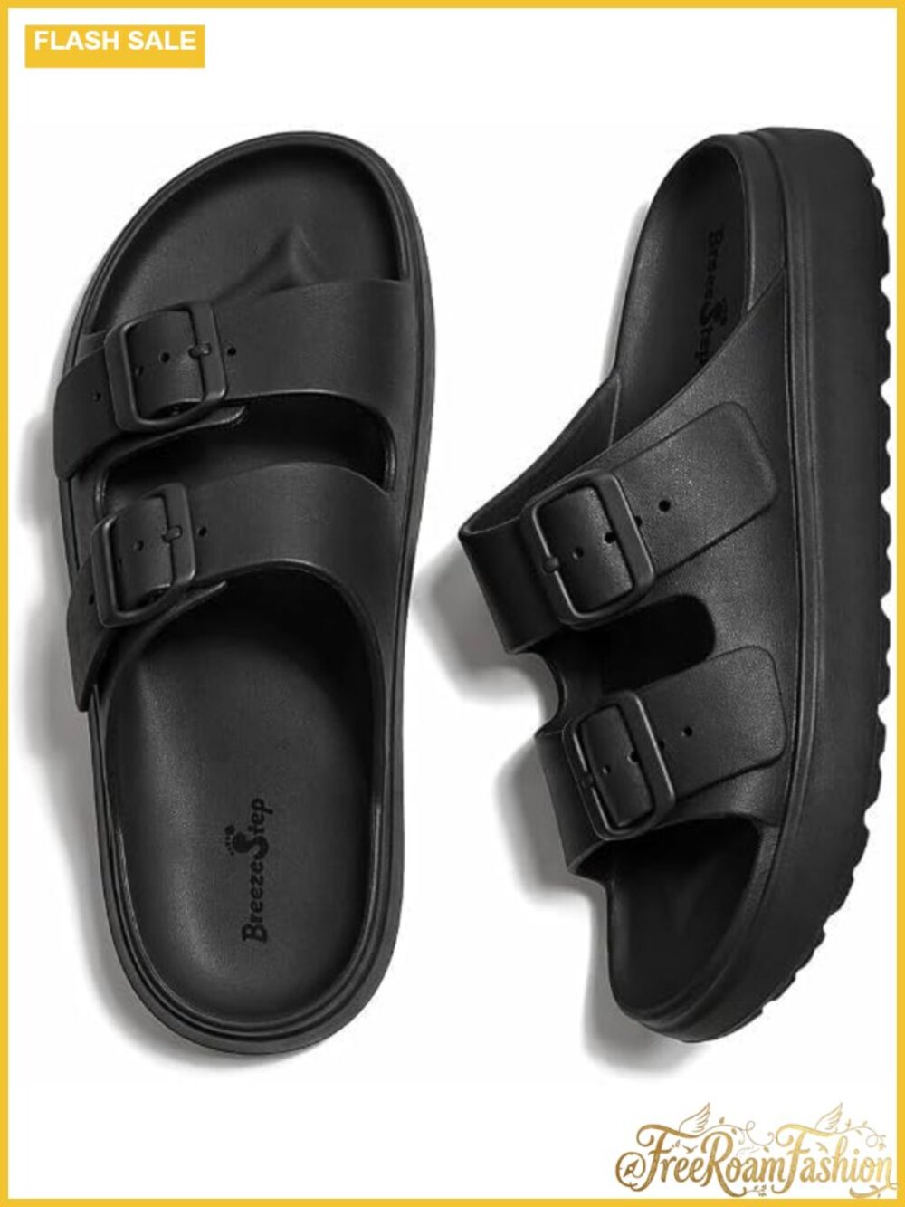 Platform Slide Sandals Adjustable Buckle EVA Comfort Pillow Sole